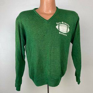 Vintage 1970s Tech Memorial Centaurs Green Football Sweater Medium Green Fades